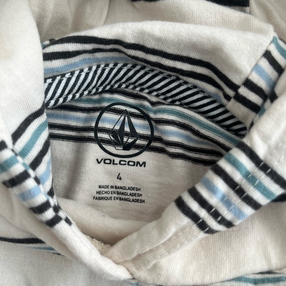 Volcom Cream Blue and Black Striped Shirt - Picture 3 of 4